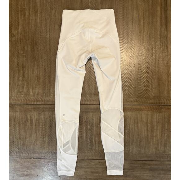 Lululemon Leggings White Clear the Court Tight 28" Size 4 Mesh Vented Logo Pant - Picture 15 of 16